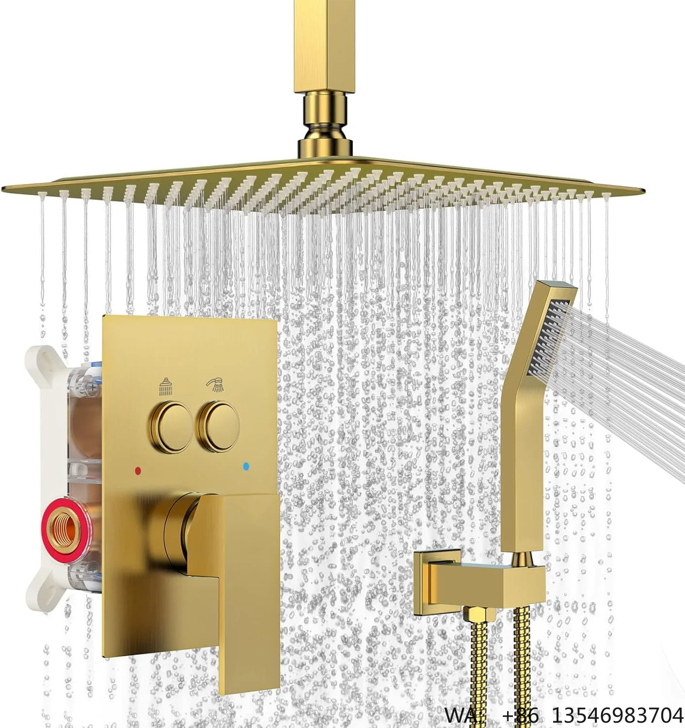 Shower System With Push Button Diverter Ceiling Mounted Luxury 10 Inch Rain Shower Head With Handheld Spray