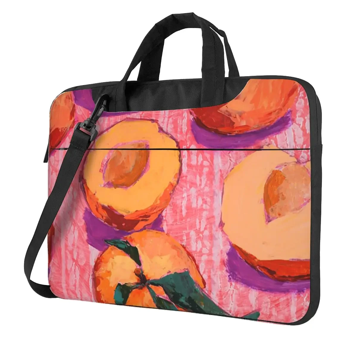 Peaches On Pink Background Crossbody Laptop Bag Case Computer Bag 13 14 15.6 Inch Notebook Pouch for Macbook Pro Lenovo