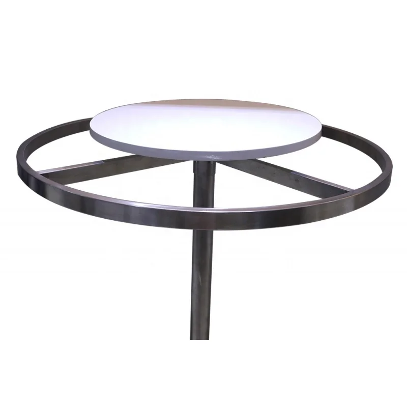 custom，Retail MDF Stainless Steel Round Circle Clothes Display Rack with Wheels