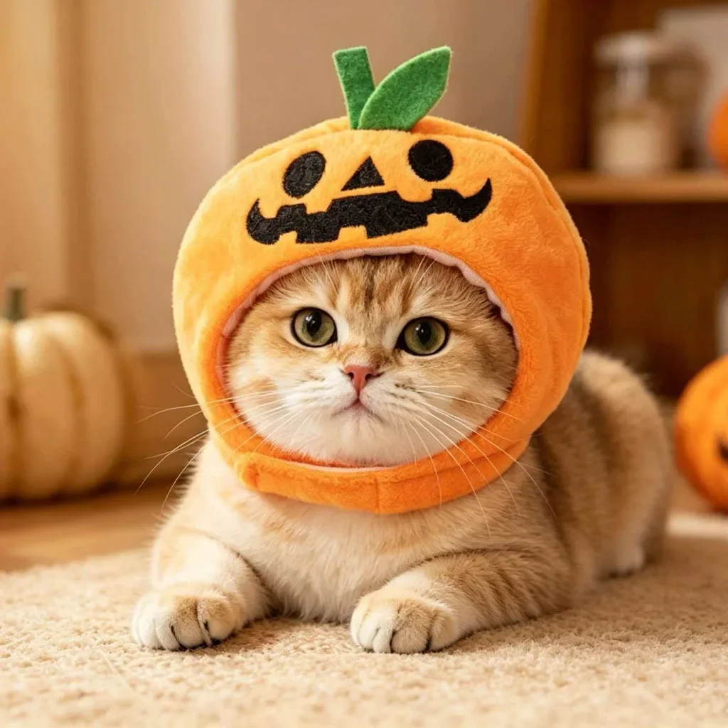Haustier-Halloween-Kürbis-Hut, Lustiger Großformatiger Haustier-Kopfschmuck, Niedliche Verkleidung für Katzen und Hunde, Karneval-Themenparty, Haustier-Party-Zubehör – Detail 3