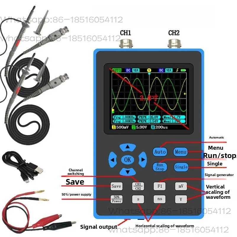 

DSO2512G Dual Channel Handheld Small Mini Portable Digital Oscilloscope 120M Bandwidth 500M Sampling Auto Repair
