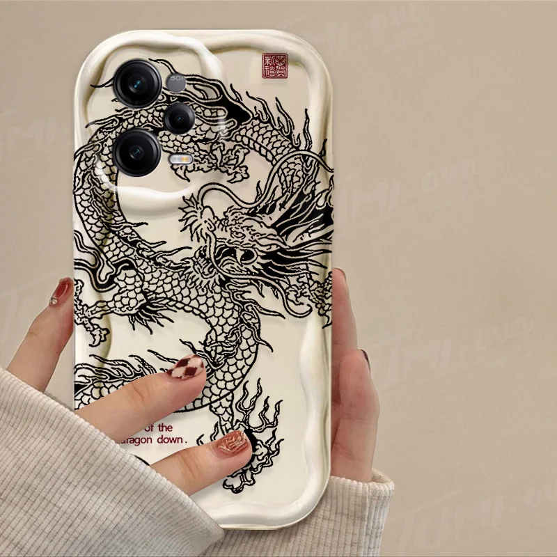Luxury Chinese Dragon Clear Case For Xiaomi Redmi Note 13 12 11 Pro Plus 4G 5G 12S 11S 10 10S 9 9S 8 13C 12C 10C Turbo 3 Cover