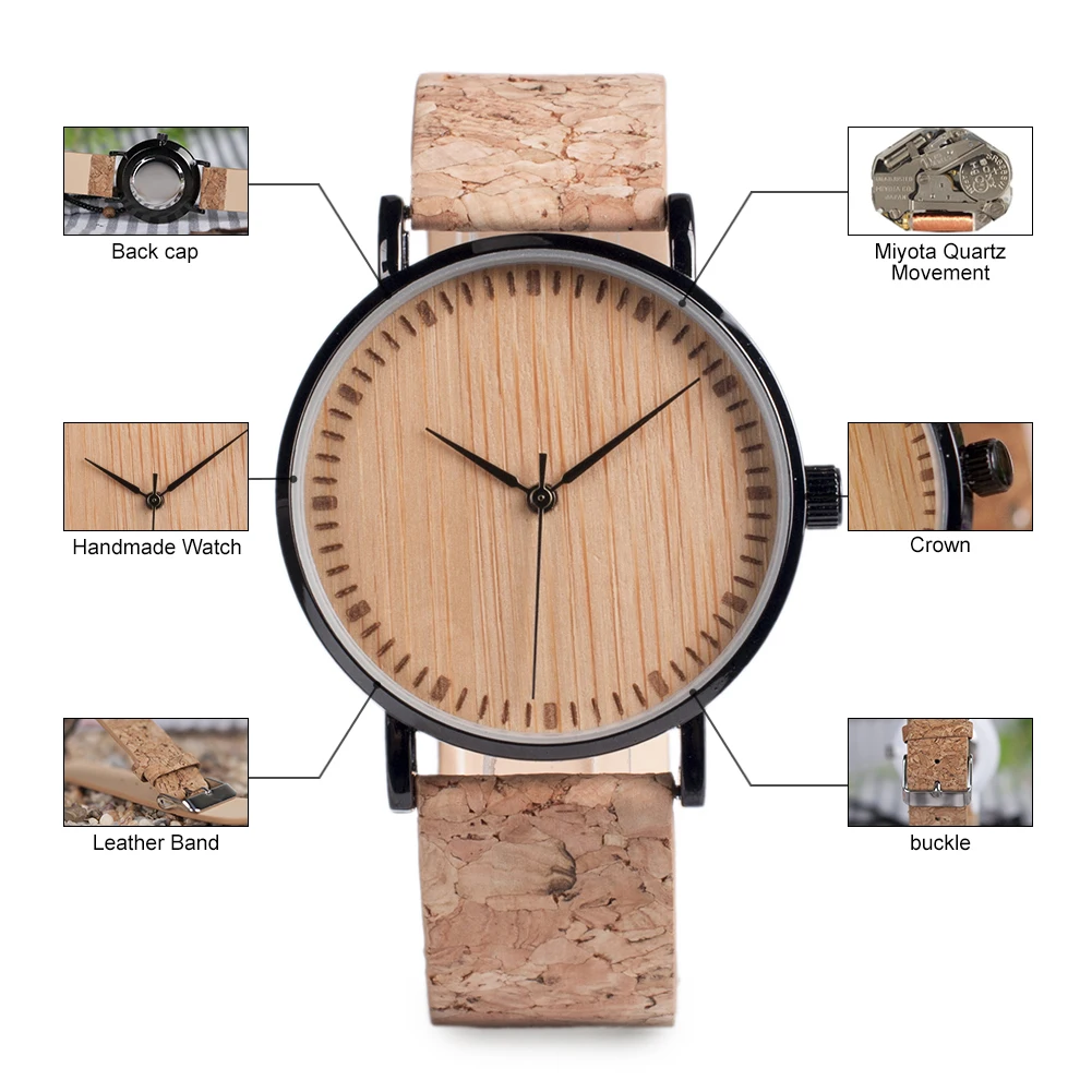 BOBO BIRD Wood Watch Men Bamboo Relogio Masculino Wristwatch With Leather Band Silicone Strap Great Gift