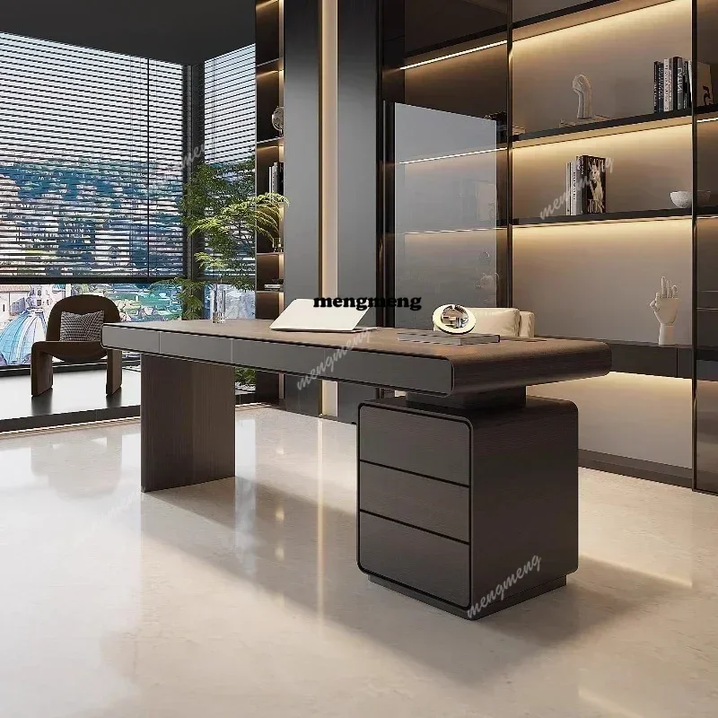 

Hot sales Light luxury Italian minimalist study room solid wood desk modern living room large long table high-end boss computer