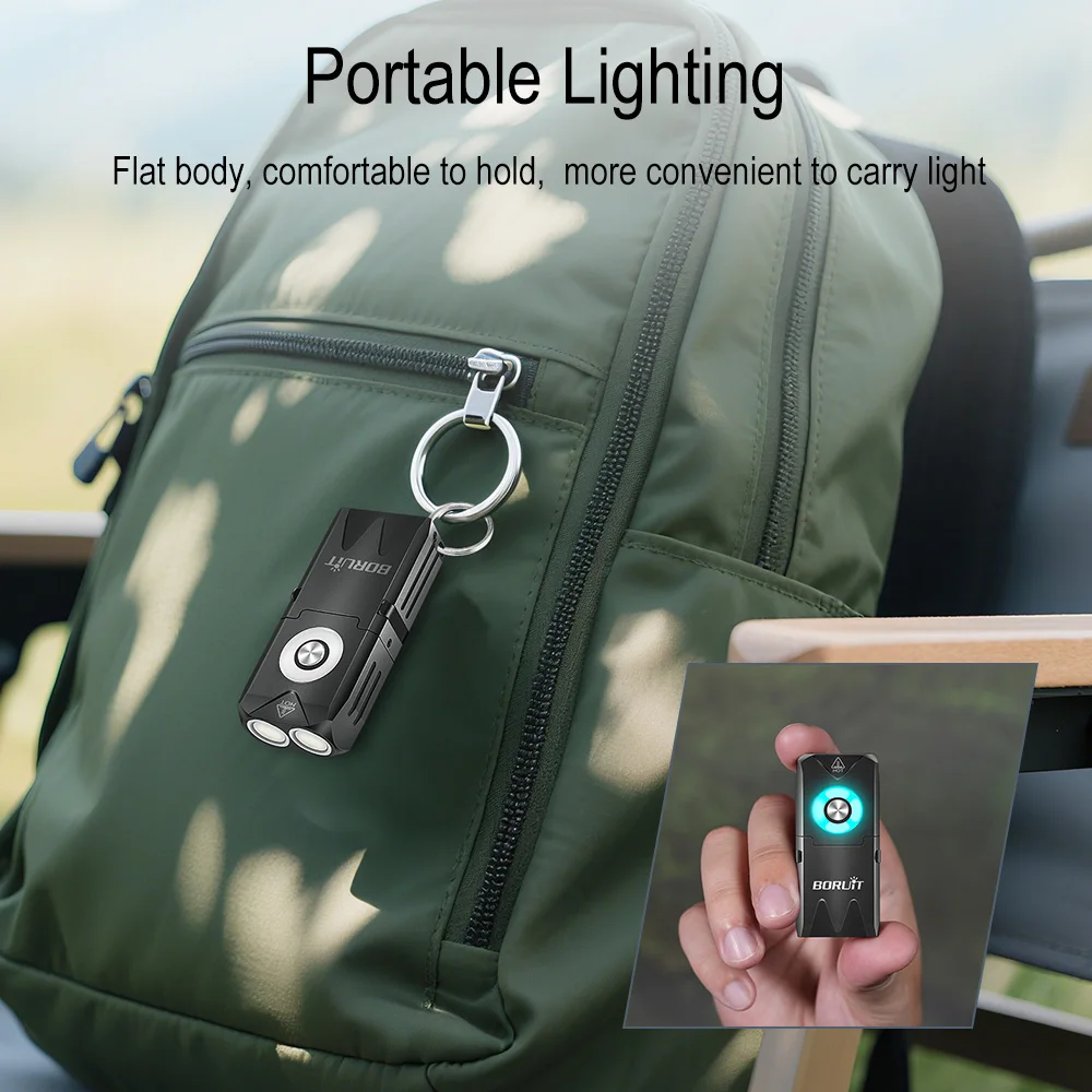 BORUiT EV25 EDC Keychain Flashlight 650LM RGB Light Type-C Rechargeable Mini Torch Magnetic Work Light Camping Pocket Lantern - Image 6