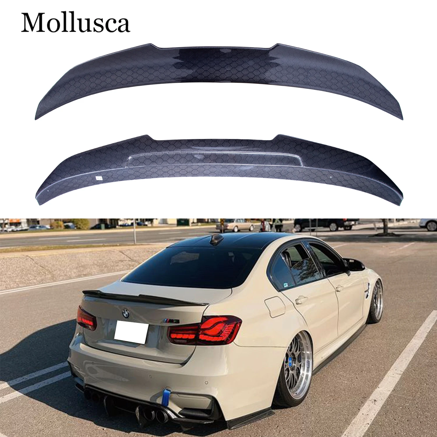 

For BMW 3 Series F30/M3 F80 Sedan PSM Style Honeycomb Carbon fiber Rear Spoiler Trunk wing 2011-2019