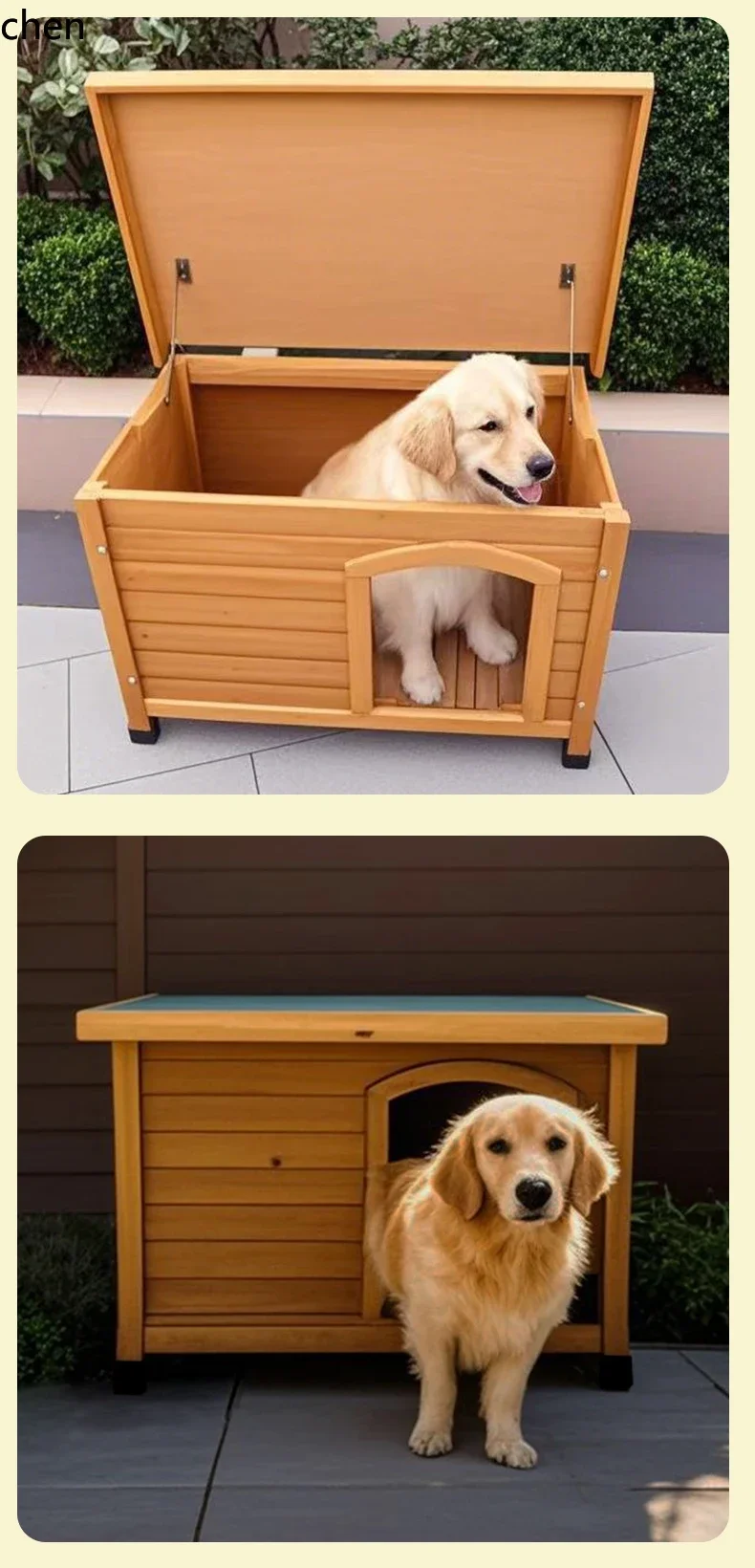 outdoor winte and rainproof four-season universal dog cage outdoor kennel villa small medium and large dog solid wood cage