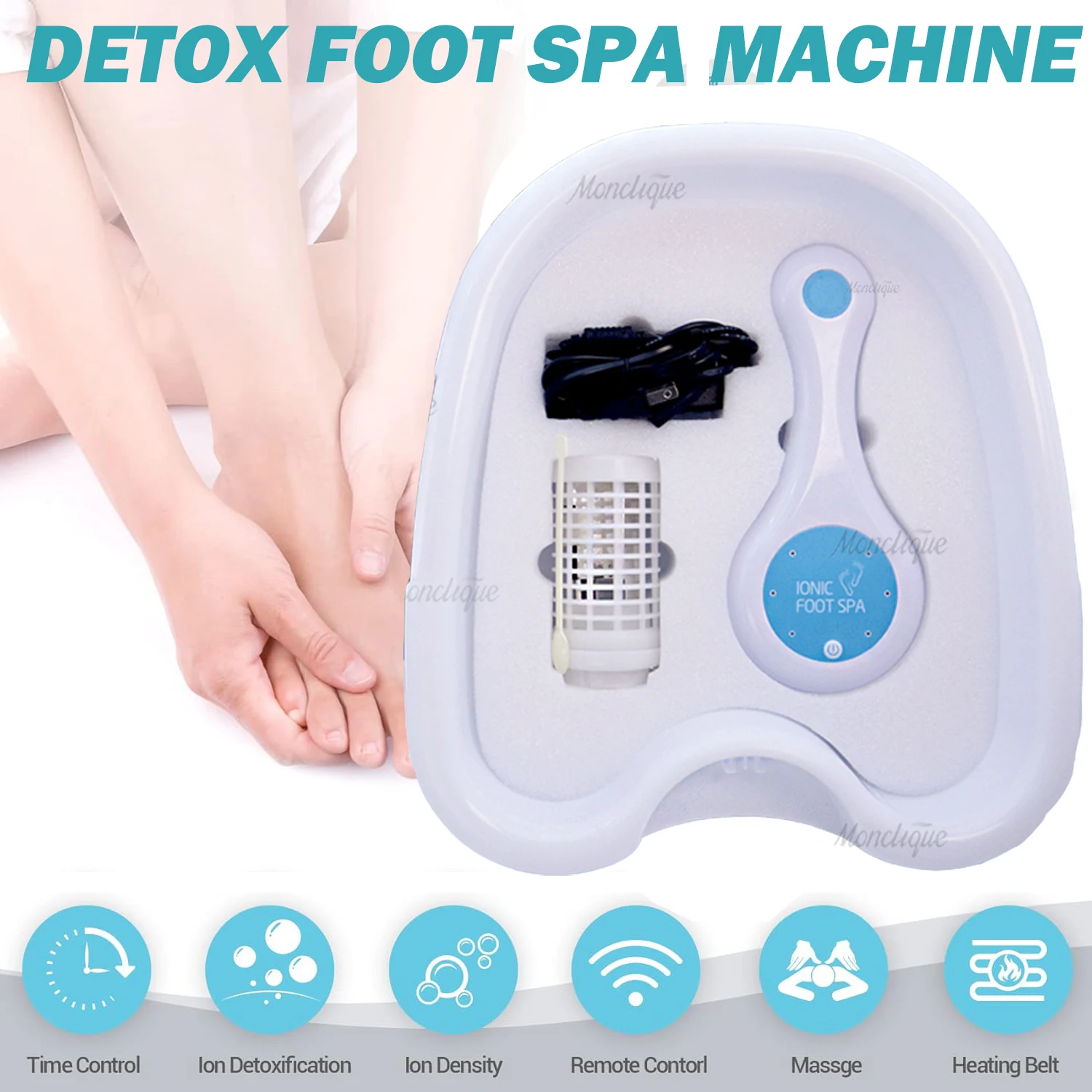 Appareil de bain de pieds détoxifiant ionique avec bassin, vibration, soin hydrothérapeutique à l'hydrogène, relaxation corporelle, favorise la santé