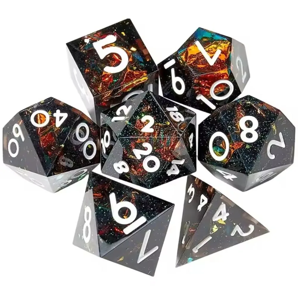 

Resin Dice Sharp Edge Polyhedral Dice For Dungeons and Dragons D&D Dice Role Playing Game D and D Dice Set D20 D12 D10 D8 D6 D4