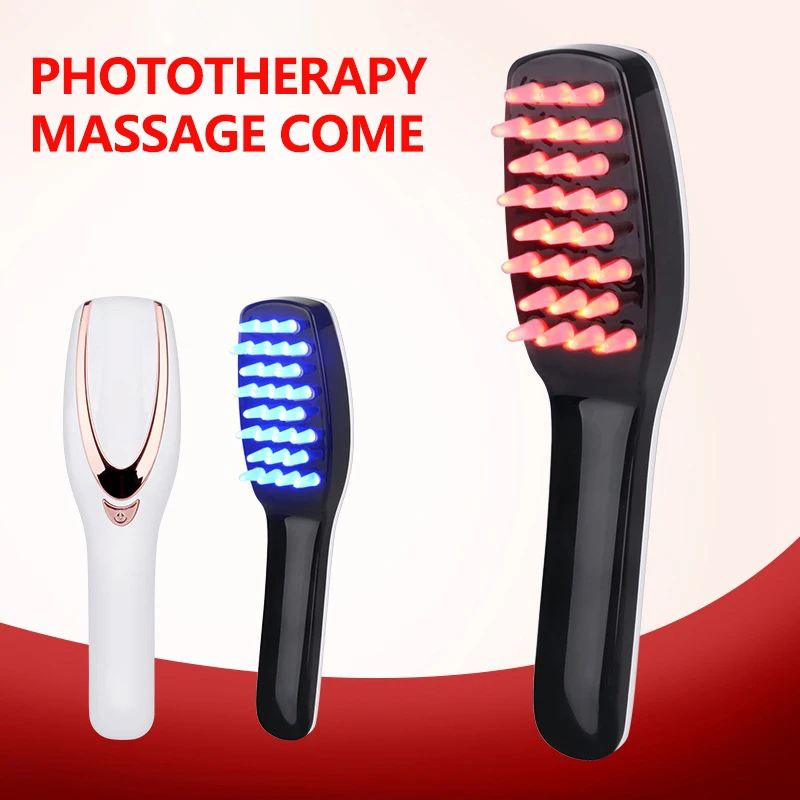 Electric Vibration Massage Comb Blue and Red Light Hair Growth Massage Hair Brush Anti Hair Loss Phototherapy Electric Combs