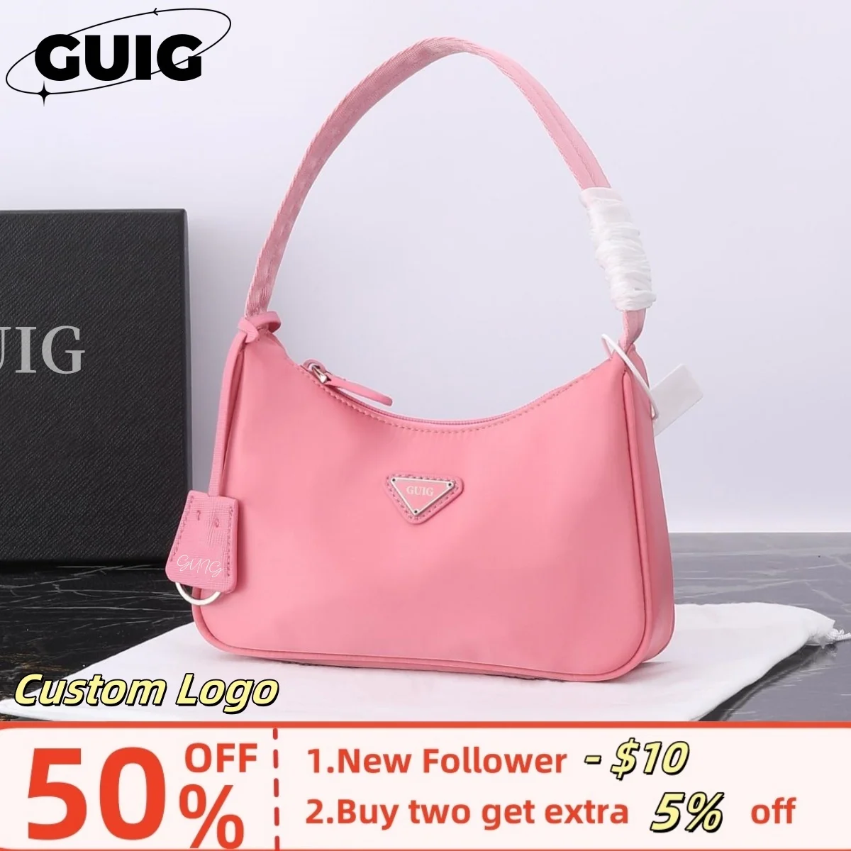 

GUIG Classic Women Luxury Bags Shoulder Bag Original Custom Pink Female Bags Hobos Brand Bag Fashion Designer Holder Bags