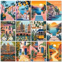 RUOPOTY Frame Illustration Picture Diy Painting By Numbers For Adults Kits Sunset Acrylic Paint On Canvas For Home Decors Diy Gi