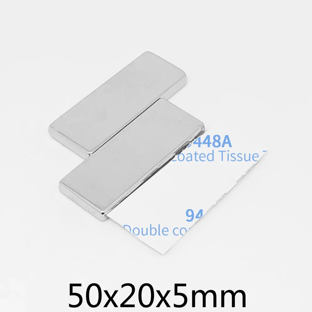 50x20x5mm Quadrate Strong Powerful Magnet With 3M Self - Adhesive 50*20*5 Block Rectangular Neodymium Magnet 50x20x5