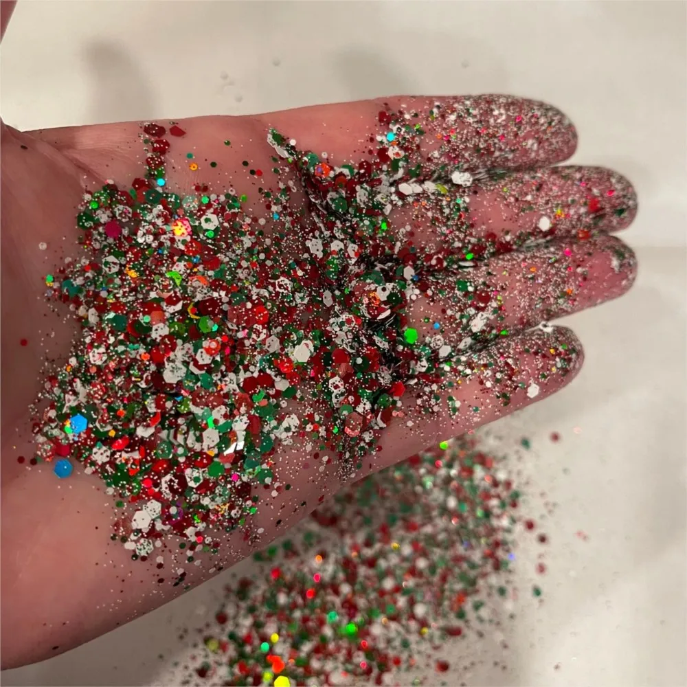 Net-50g Xmas Nail Glitter Christmas Tree Snowflake Flake Sequins DIY New Year Wedding Party Confetti Sequin Nail Art Paillettes