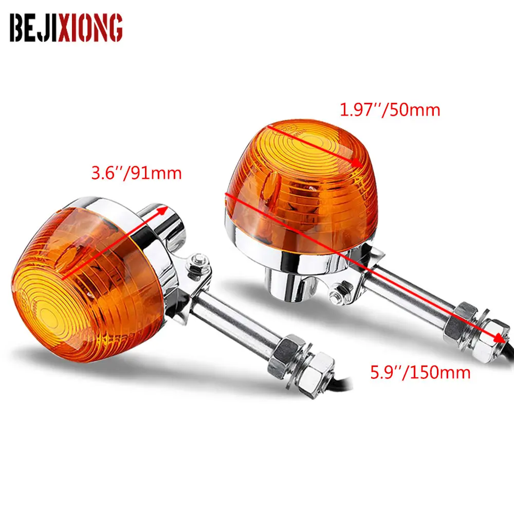 2pcs Motorcycle Turn Signal Light Blinkers Amber Lamp For Honda XL100 C70 CT70 CT90 CB350 CM400 CB450 CB750 Indicators Flashers