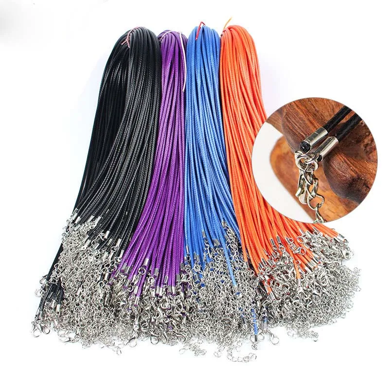 10PCS 1.5mm Black Brown Colorful Leather Cord Adjustable Braided 45cm Rope For DIY Necklace Bracelet Jewelry Making Findings