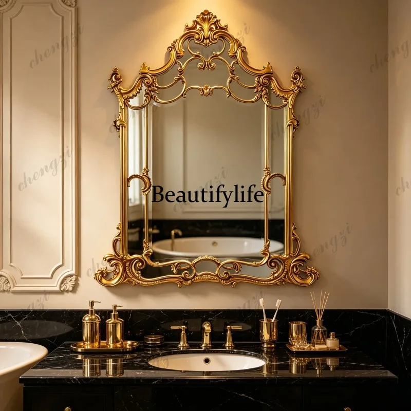 French retro fireplace decorative mirror American home cosmetic mirror European bathroom mirror