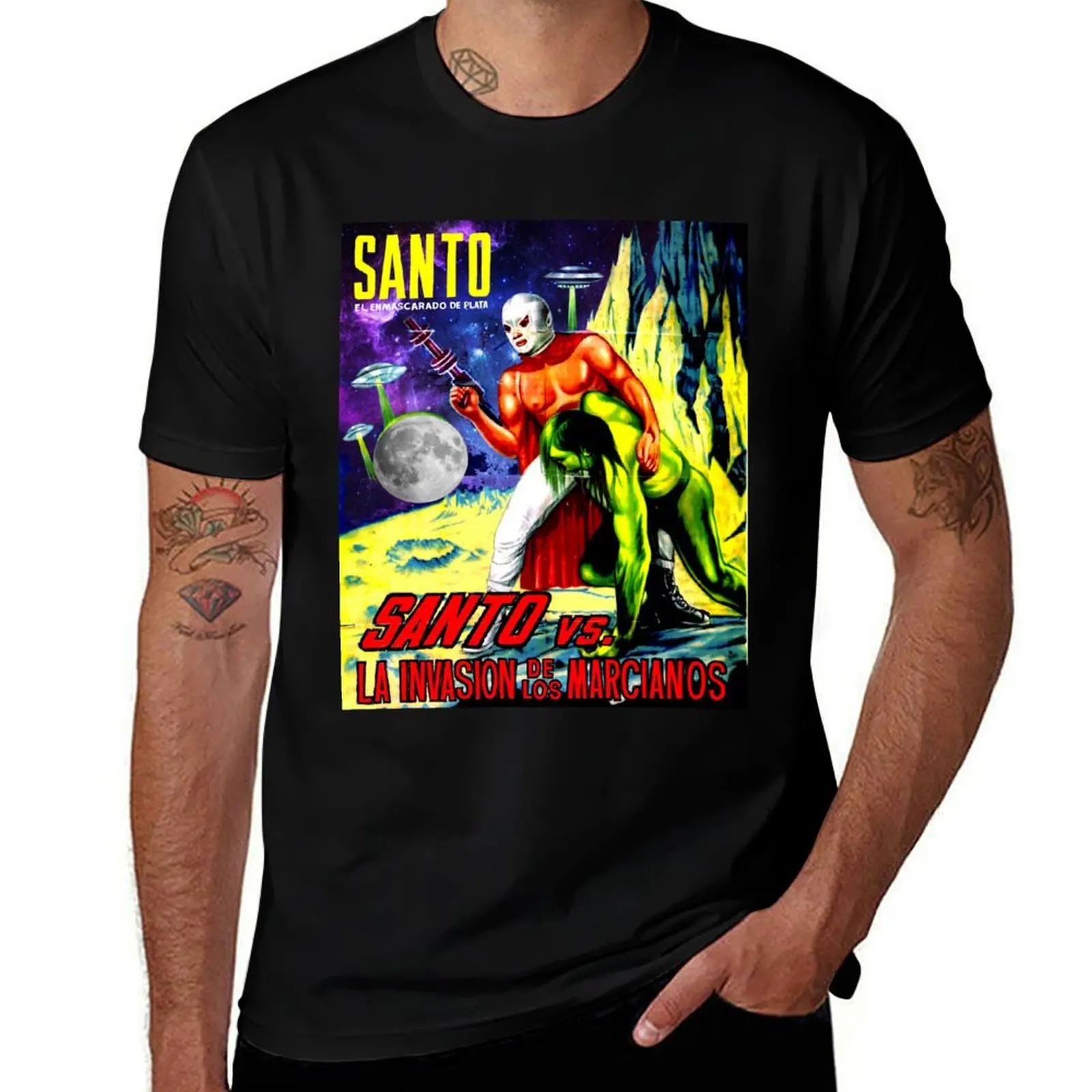 

El Santo Vs. Los Marcianos T-Shirt cotton t shirt pack funny t shirts man