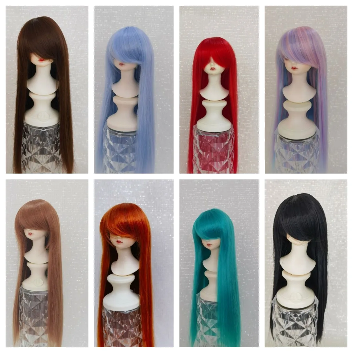 1/3 1/4 1/6 1/8 Doll's Wig for Male Female Bjd Doll Ancient Style Long Straight Hair with Bangs Toys Doll Accessories, No Doll