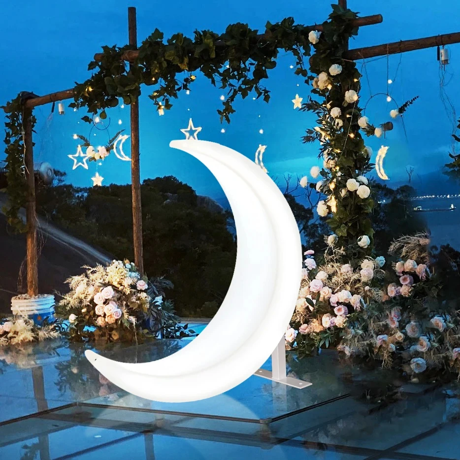 

Crescent Moon Shaped Patio Swings for Landscape LED Outdoor Furniture Decorative Swing Chair for Garden & Park