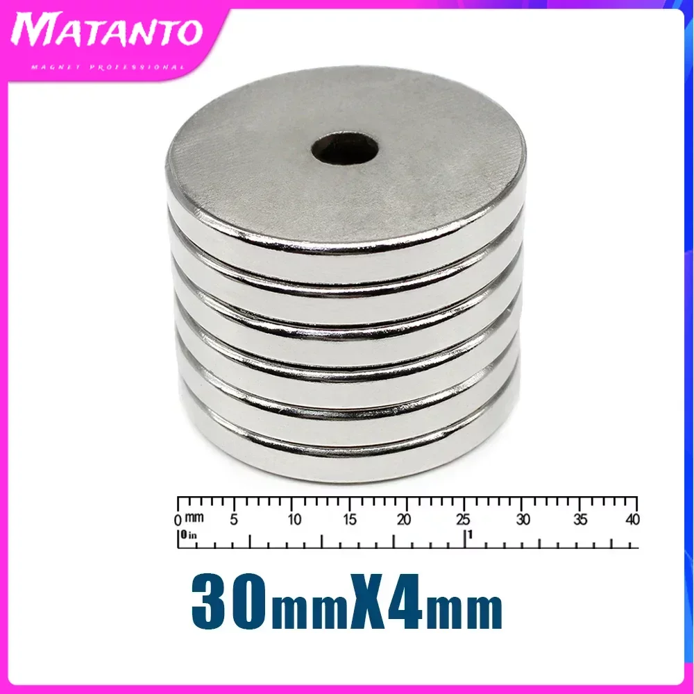 

2/5/10/20PCS 30x4-5mm Round Rare Earth Neodymium Magnet Hole 5mm Disc Countersunk Strong Magnet