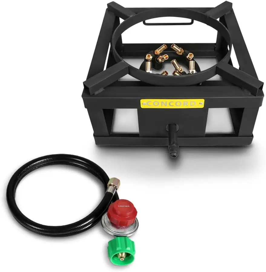 Quemador exterior de propano único de 12" con anillo de wok incorporado, 45.000 BTU para freír y acampar