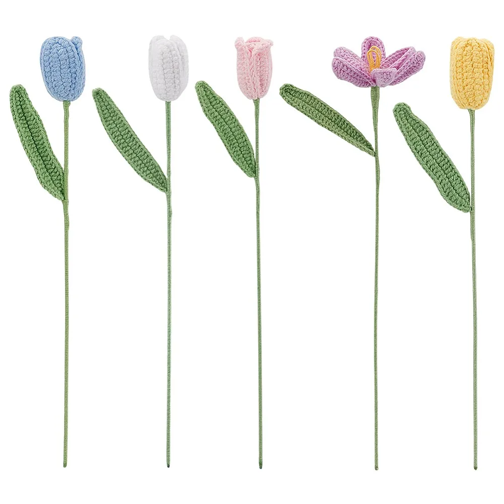 

5Pcs 5 Colors Woolen Yarn Artificial Tulip Flower for Diy Crafts Wedding Home Decoration Mixed Color 423x90x36.5mm 1pc/color