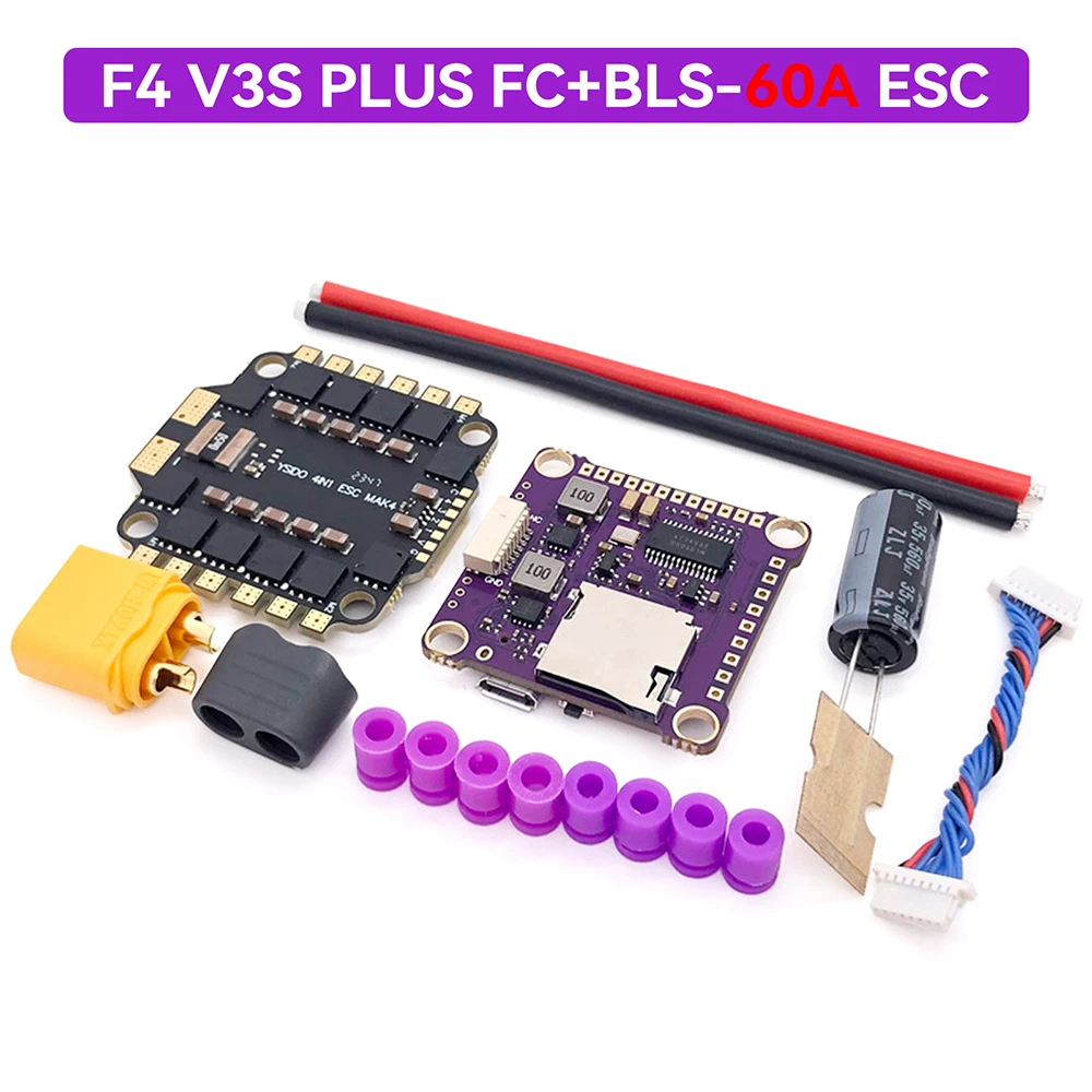 9IMOD F4 V3S PLUS Flight Control FC Support BetaFlight/INAV 5V 9V Dual Output 4in1 BLS-50A/60A ESC Stack for RC FPV Drone