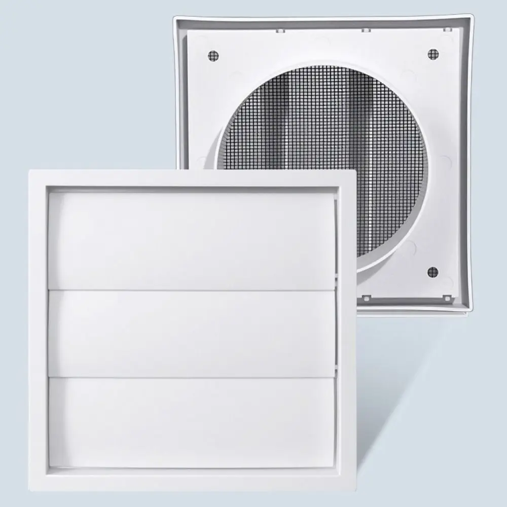 Vent Systems White Vent Cover Grille With Screen One-Directional Exhaust Vent Cover Plastic Louvered Dryer Duct Vent Cover