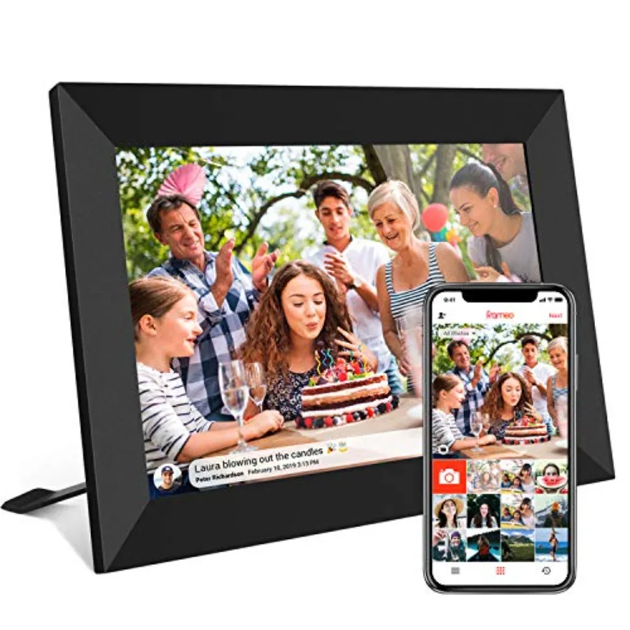 

Цифровая фоторамка FRAMEO 10,1 дюйма, 32 ГБ, Wi-Fi, с сенсорным IPS LCD-экраном 1280x800, автоматическим поворотом изображения (портрет/ландшафт), встроенные функции