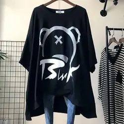 Estate Cartoon Pattern stampa top larghi Tees girocollo mezza manica T-Shirt oversize moda Casual abbigliamento donna