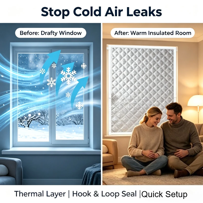 3-in-1 Thickening Warm Curtain: Provides Warmth, Blocks Cold and Heat, Acts as a Screen Window, Blocks Sunlight