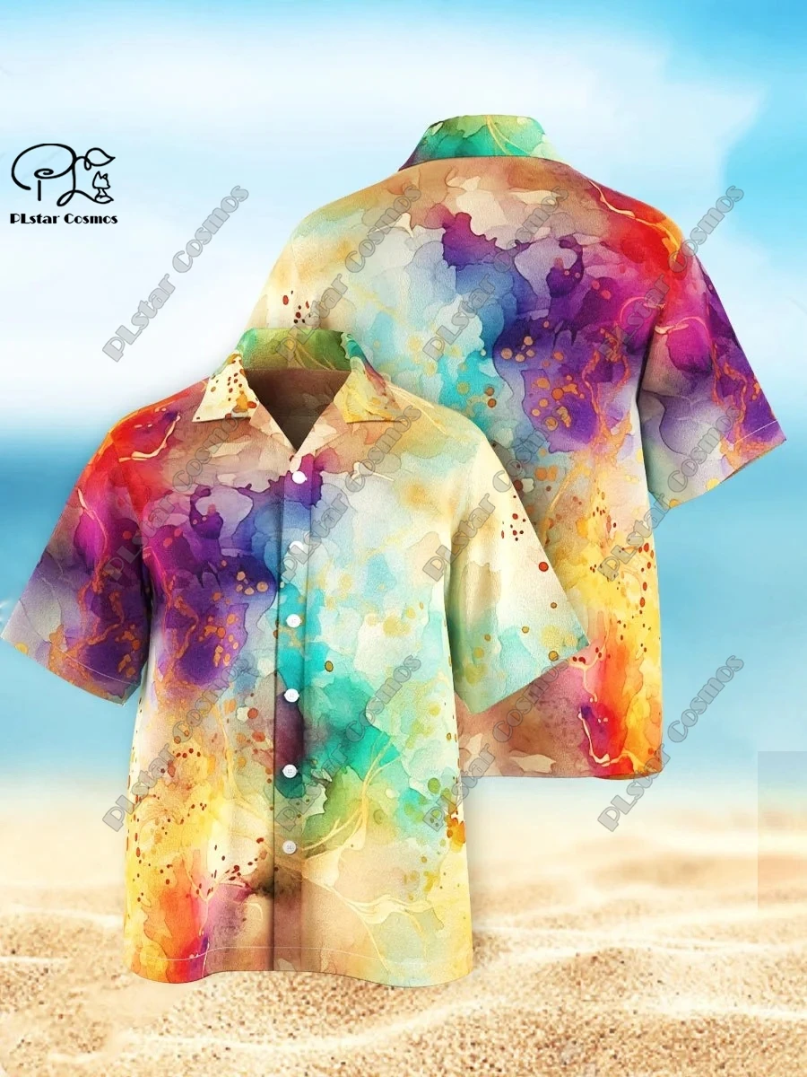 New 3D Printed Men's Sfumato Gradient Art Hawaiian Shirt Summer Short Sleeve Shirt Unisex Shirt Gift  1