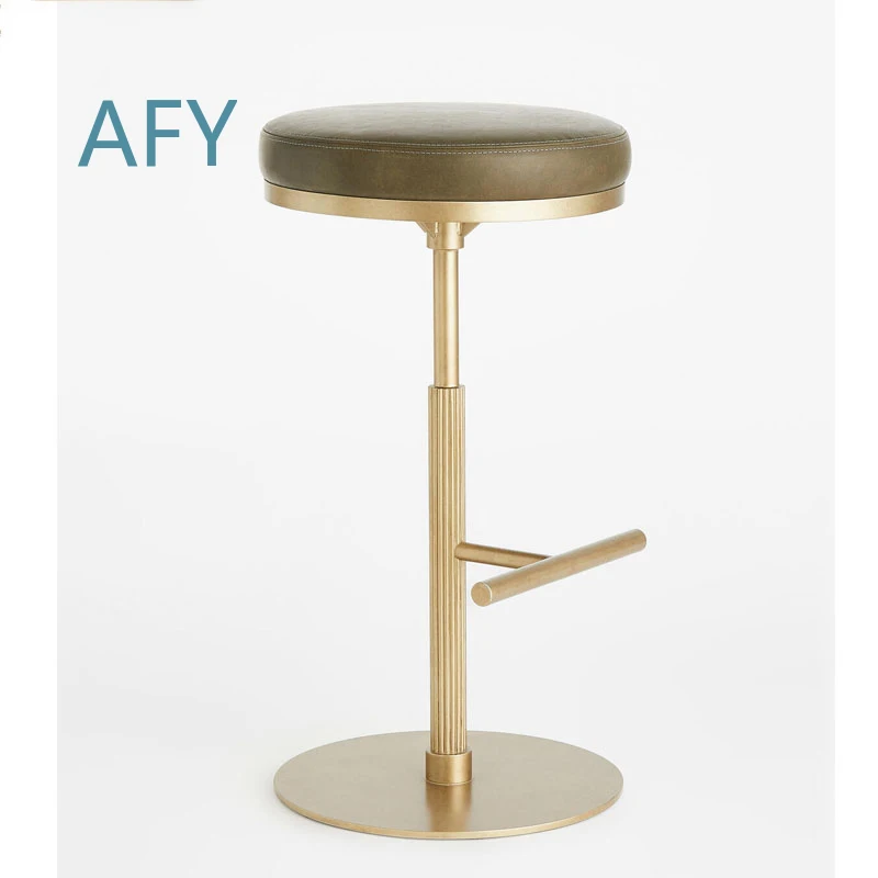 Luxury Design Stainless Steel Bar Stool for Cafe Shop Nightclub Restaurant Custom Leather High Chair with Footrest Modern