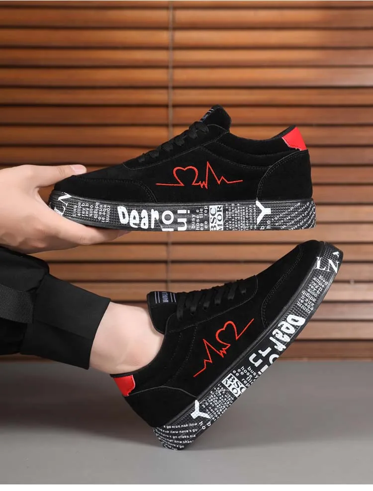 Atmungsaktive Mid-Top-Sneaker, Grafikdesign mit Herz und Musik, lässige Streetwear-Schuhe für Paare, Valentinstag und Geburtstagsgeschenk – Detail 3