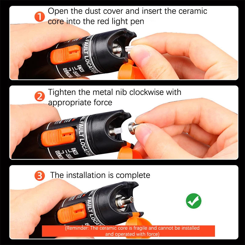 2Set Adaptor Konektor Lengan Tabung Keramik dan Fitting Kepala Logam untuk Pencari Kesalahan Visual Serat Optik