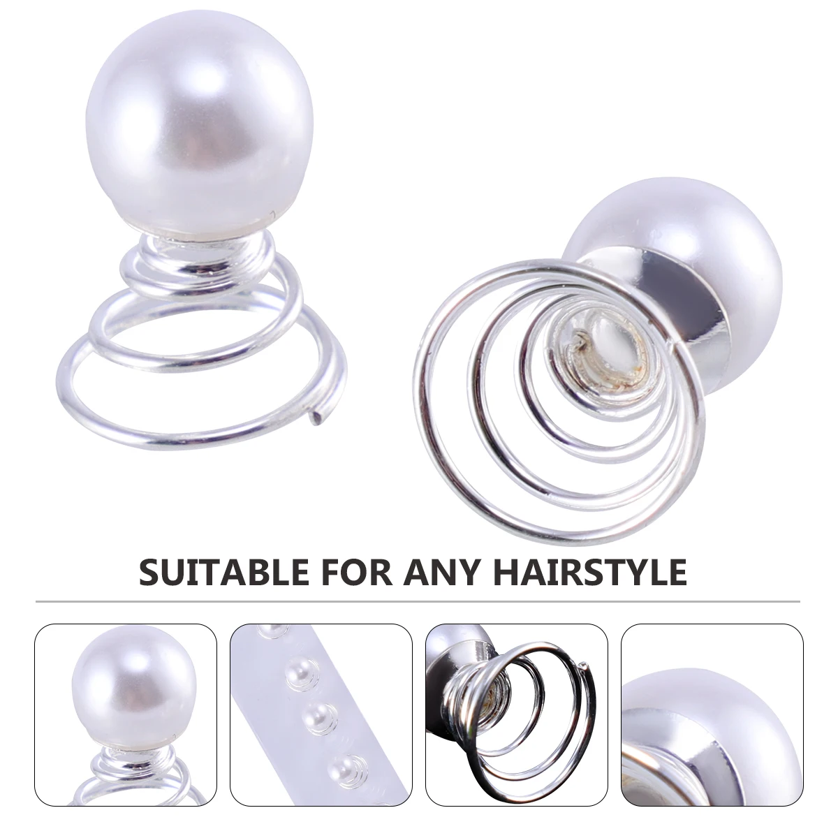 

60pcs Hair Screw Clip Spring Hairpin Spiral Pearl Bride Crystal Twist Bun Braid Updo Accessory For Long Short Hair