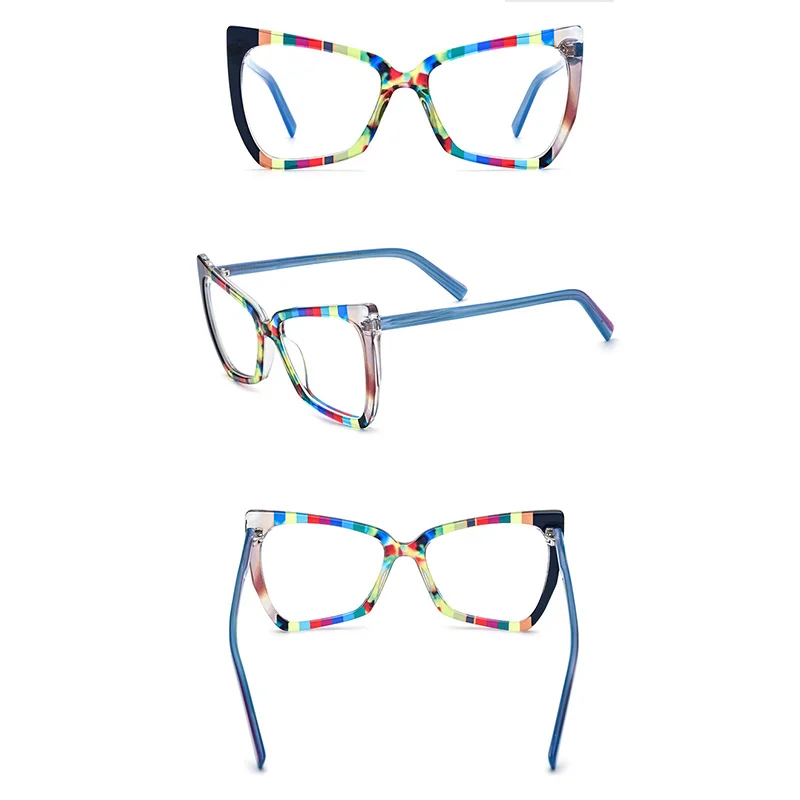 

Belight Optical Women Colorful Cat Eye Shape Acetate Vintage Retro Design Spectacle Frame Eyeglasses Precription Lens 19335