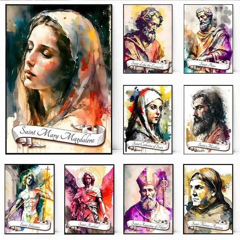 Catholic Saints Poster Saint Mary Magdalene Christian Canvas Painting Print Abstract Wall Art Picture for Living Room Home Decor