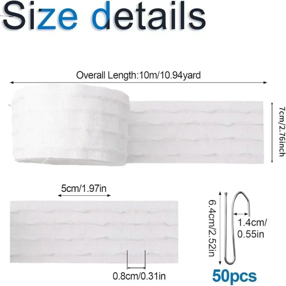 

Высококачественная лента для штор длиной 10 м с 50 крючками: простая замена товаров для дома Товары для дома