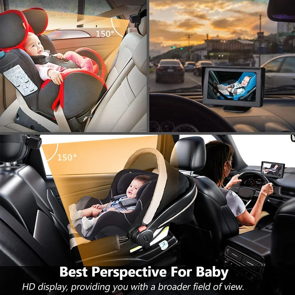 Infant Rear 4.3 Inch Folding Display View Camera 8 LED Infrared Night Vision Baby Car Mirror Waterproof Easy Installation Baby