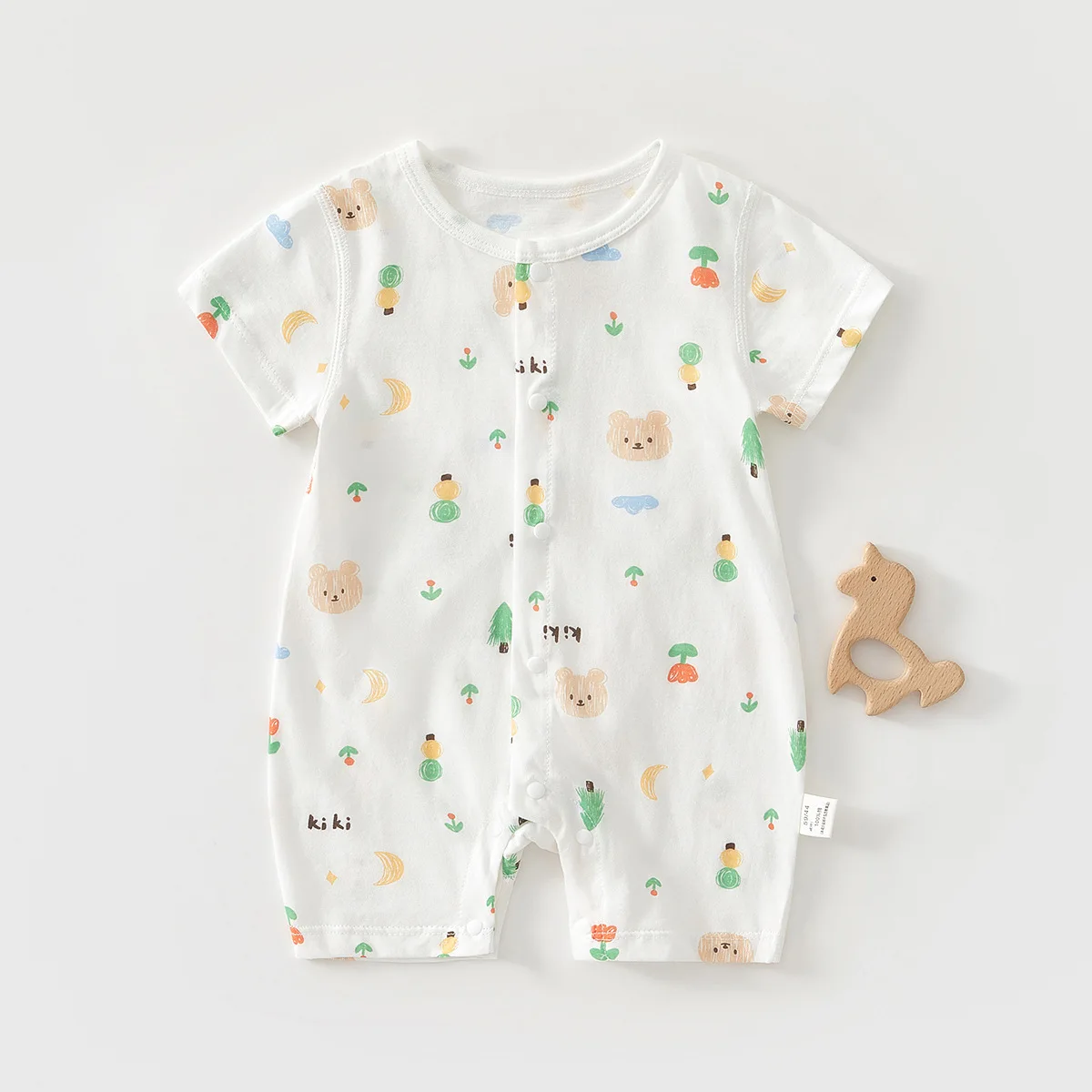 بدلة أطفال صيفية بأكمام قصيرة من AYNIGIELL ملابس أطفال رفيعة للخروج من Ha Yi ملابس أطفال حديثي الولادة بدون عظم 0-18 متر ثوب فضفاض للأطفال