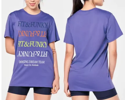 ملابس اللياقة البدنية الجديدة ملابس الرقص الرياضية الجري تي شيرت فضفاض تي شيرت 0226