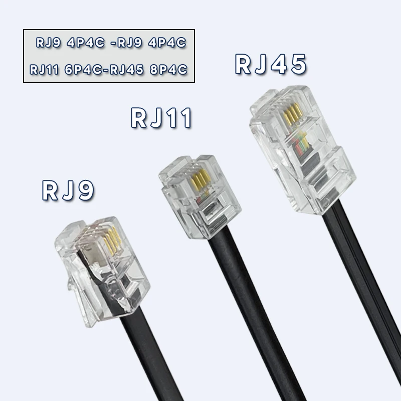 COMNEN RJ9 -RJ9/RJ11-RJ45 Telephone Data Cable 4P4C 6P4C 8P4C Male to Male Modular Data Cord Handset Voice Extension Data Cable