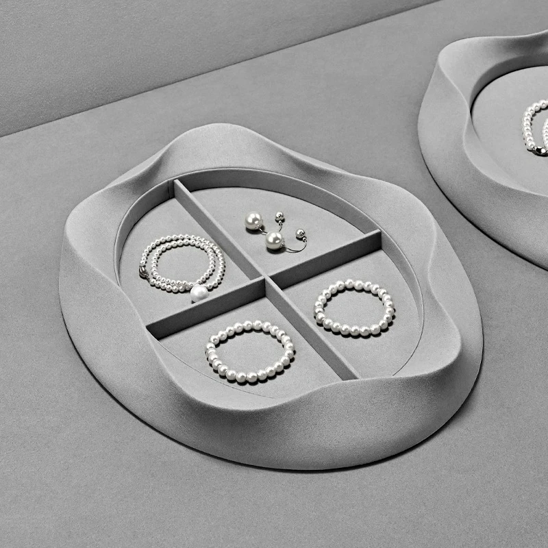 صينية مجوهرات اللؤلؤ، صينية عرض المجوهرات، حلقات من الألياف الدقيقة، القلائد، الأقراط، الأساور، دعائم العرض