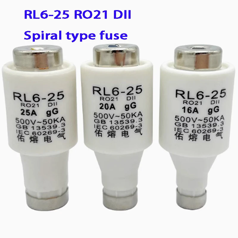 

RL6-25 R021 2A 4A 6A 10A 16A 20A 25A 32A Spiral Fuse 500V DII