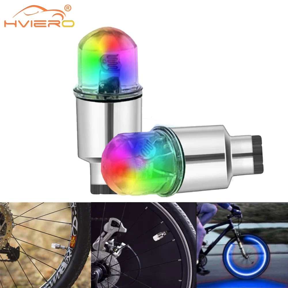 

2Pcs Car Bike Hub Lamp 12V Wheel Tire Tyre Valve Flash Neon LED Auto Dust-proof Spoke Stems Light Cap Decoration Multiple Colors