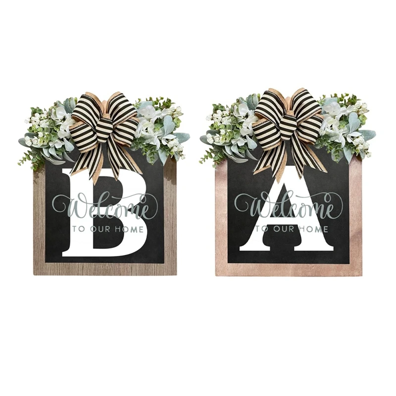 

Letter Front Door Wreath Wooden Sign Pendant Welcome Sign Decoration Crafts Door Hanging