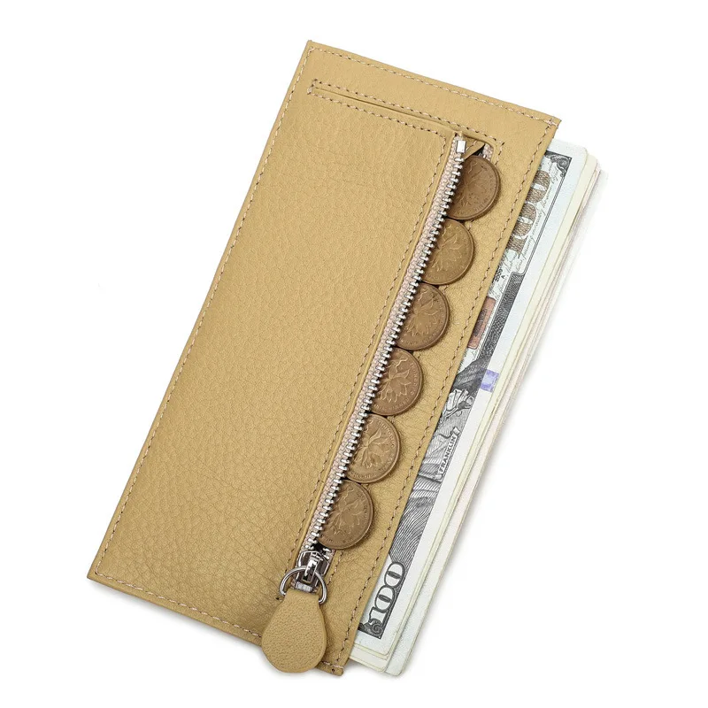 New Top Layer Cowhide Korean Version Fashionable Long Style Bag Sleeve Large Capacity Multiple Card Positions Zipper Male Wallet