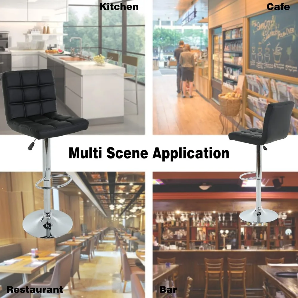 モダンなPUレザーバースツールセット,高さ調節可能なバースツール,カウンターハイト,スイベルチェア,油圧,ダイニングチェア,バーチェア2脚